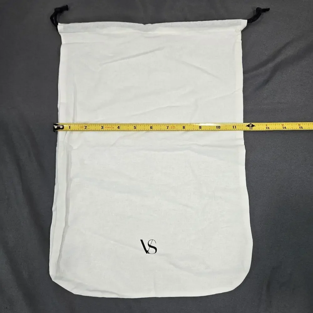 Victoria's Secret VS Logo Drawstring Dust Bag Cream White Cotton 16x12